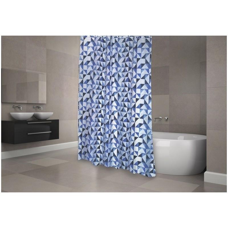 spirella Rideau de douche Polyester CALULA 180x200cm QUALITà PREMIUM Bleu - Anneaux inclus MSV