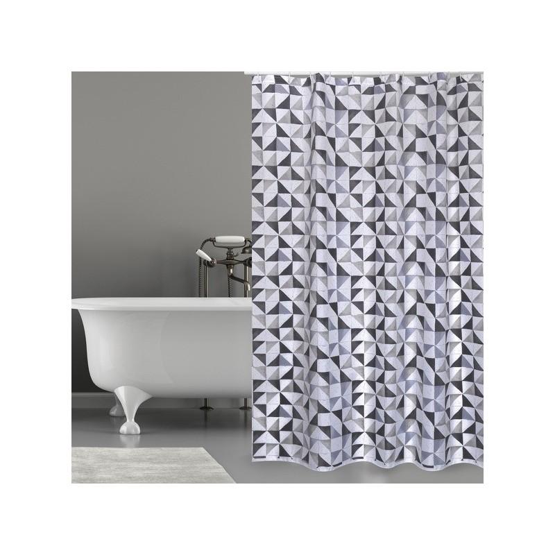 spirella Rideau de douche Polyester CALULA 180x200cm QUALITà PREMIUM Gris - Anneaux inclus MSV