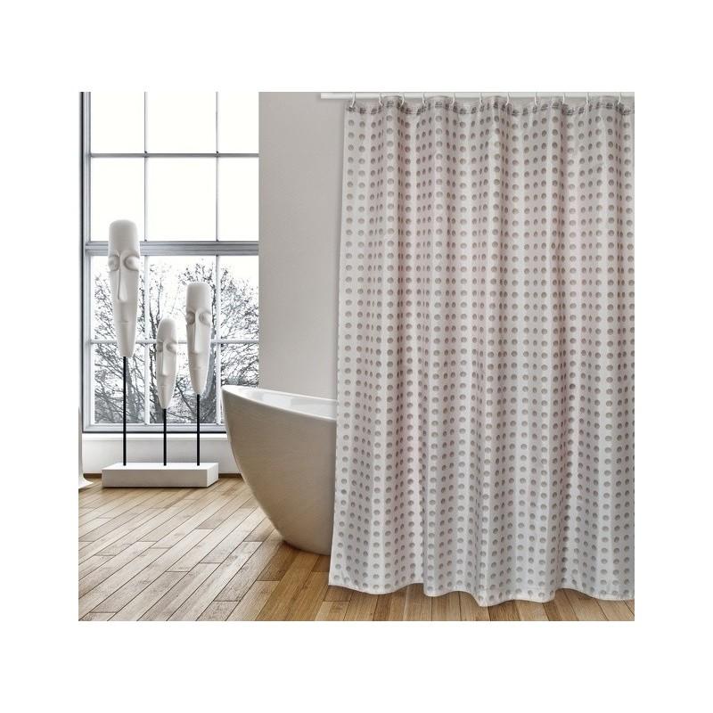 spirella Rideau de douche Polyester CAMBERRA 180x200cm QUALITà PREMIUM Beige & Blanc - Anneaux inclus MSV