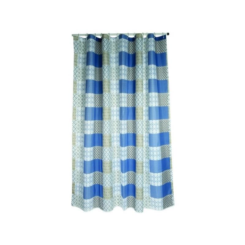 Spirella Rideau De Douche Polyester CERAMIQUE 180x200cm QUALITà PREMIUM Bleu - Anneaux Inclus MSV