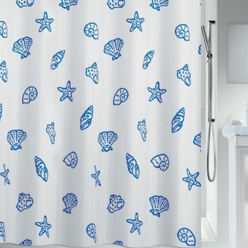 spirella Rideau de douche Polyester CONCHA 120x200cm Bleu & Blanc Spirella