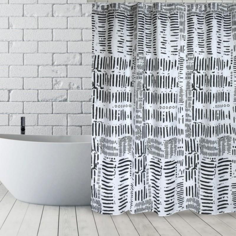 Spirella Rideau De Douche Polyester CONNECTION 180x200cm Noir & Blanc Spirella