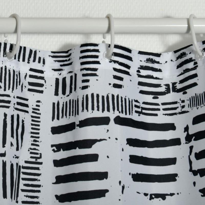 Spirella Rideau De Douche Polyester CONNECTION 180x200cm Noir & Blanc Spirella
