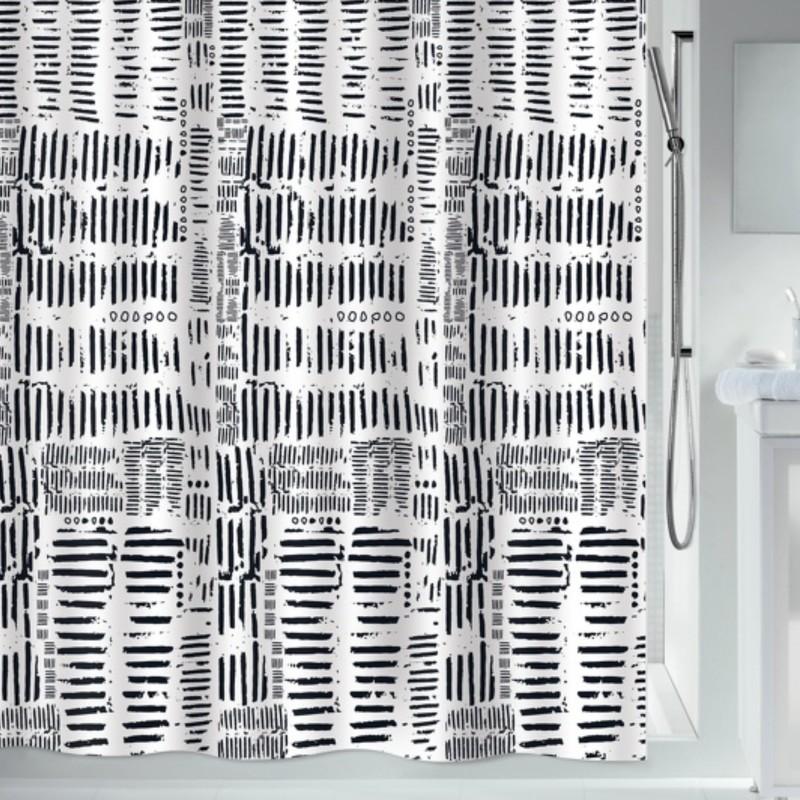 spirella Rideau de douche Polyester CONNECTION 180x200cm Noir & Blanc Spirella