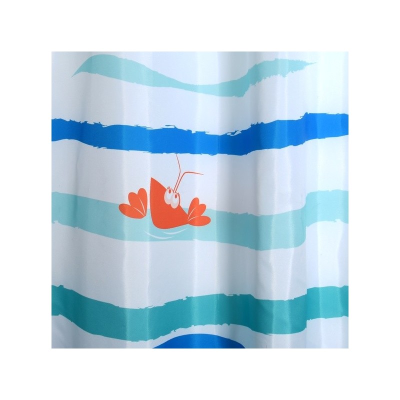 Spirella Rideau De Douche Polyester DEEP OCEAN 180x200cm Bleu & Blanc - Anneaux Inclus MSV