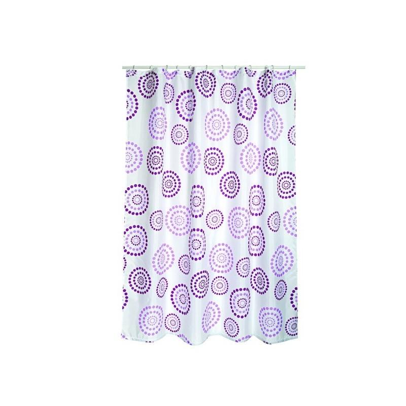Spirella Rideau De Douche Polyester DOTS 180x200cm QUALITà PREMIUM Violet - Anneaux Inclus MSV