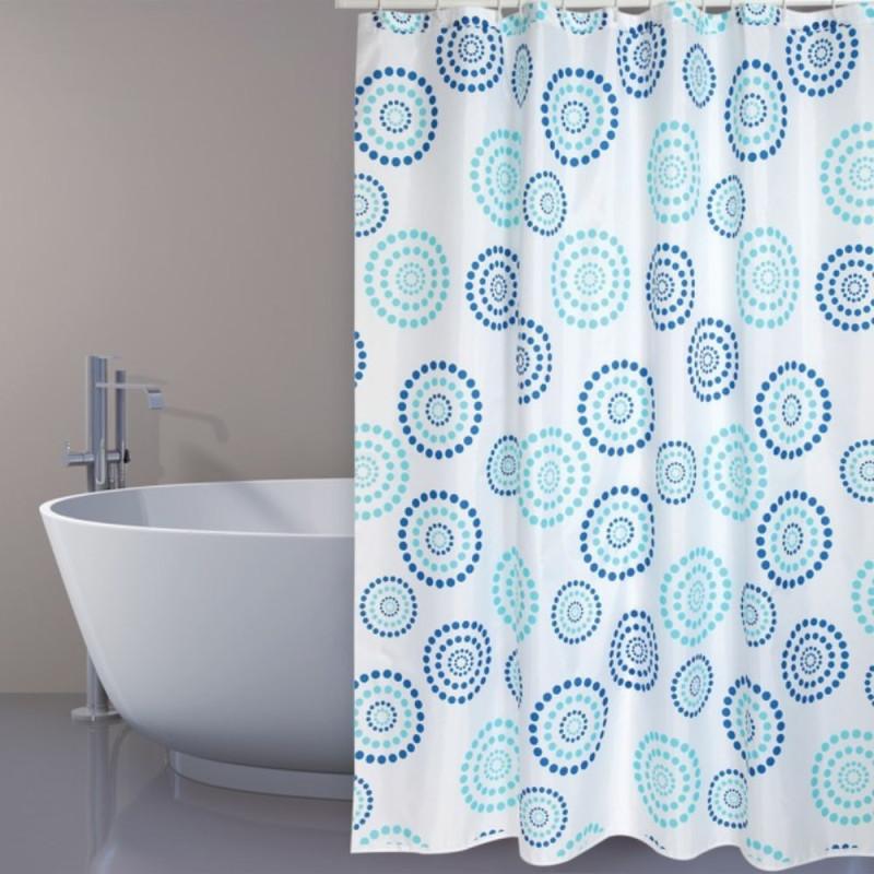 spirella Rideau de douche Polyester DOTS 180x200cm QUALITà PREMIUM Bleu - Anneaux inclus MSV