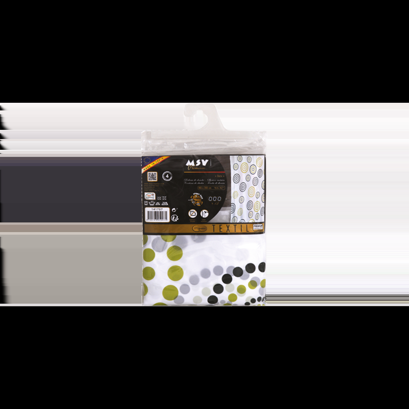 Spirella Rideau De Douche Polyester DOTS 180x200cm QUALITE PREMIUM Vert - Anneaux Inclus MSV