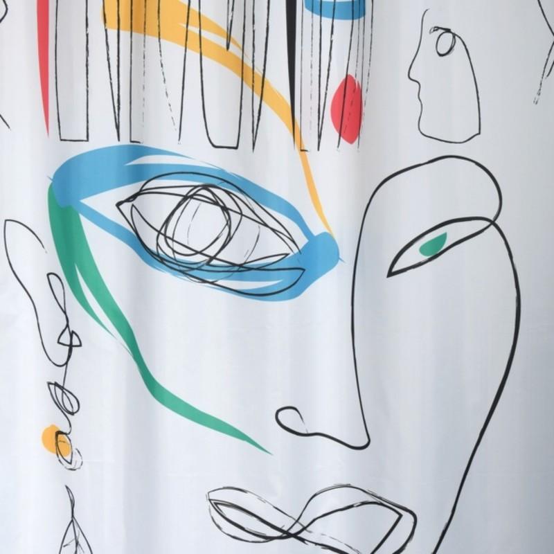 Spirella Rideau De Douche Polyester FACES 180x200cm Multicolor Spirella