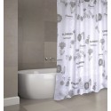 Spirella Rideau De Douche Polyester FLOWERS 180x200cm QUALITà PREMIUM Gris & Blanc - Anneaux Inclus MSV