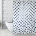 Spirella Rideau De Douche Polyester GRANADA 180x200cm QUALITà PREMIUM Blanc & Bleu - Anneaux Inclus MSV