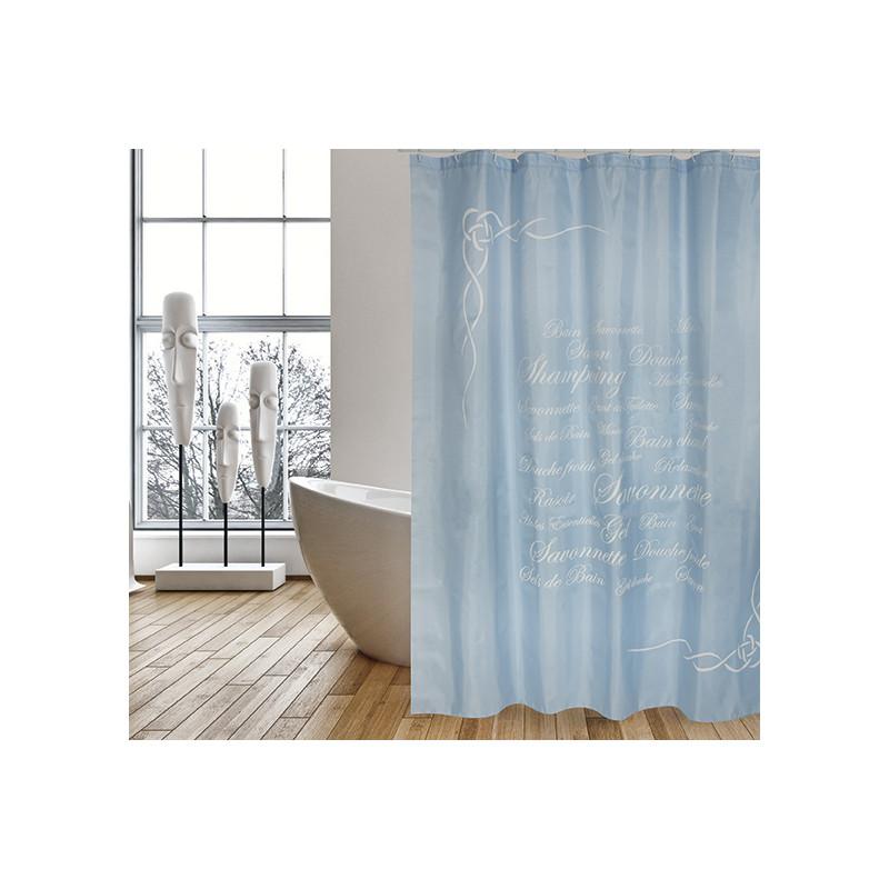 spirella Rideau de douche Polyester GRASSE 180x200cm QUALITE PRMIUM Bleu - Anneaux inclus MSV