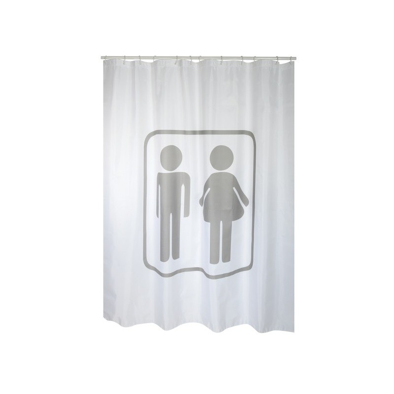 Spirella Rideau De Douche Polyester H/F 180x200cm QUALITE PREMIUM Gris & Blanc - Anneaux Inclus MSV