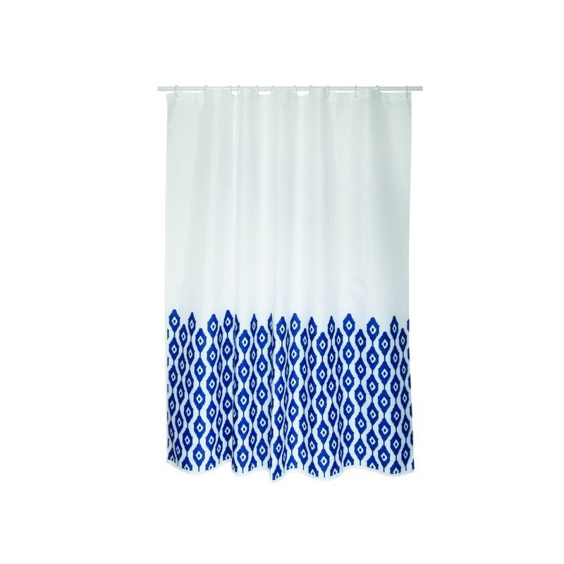 Spirella Rideau De Douche Polyester IKAT 180x200cm QUALITà PREMIUM Bleu & Blanc MSV
