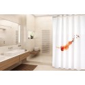 Spirella Rideau De Douche Polyester INDIA 180x200cm QUALITE PREMIUM Orange & Blanc - Anneaux Inclus MSV