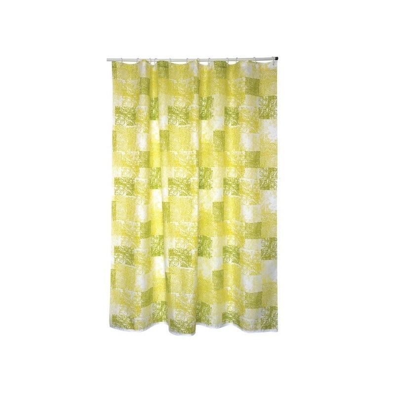 Spirella Rideau De Douche Polyester JAVA CADIX 180x200cm QUALITà PREMIUM Vert - Anneaux Inclus MSV