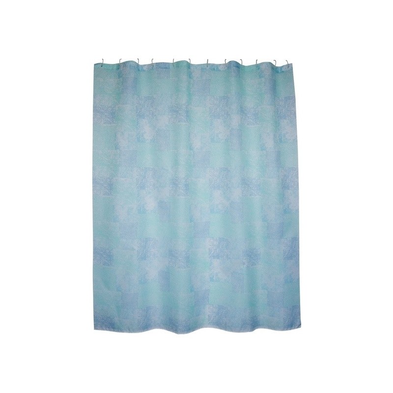 Spirella Rideau De Douche Polyester JAVA CADIX 180x200cm QUALITà PREMIUM Bleu - Anneaux Inclus MSV