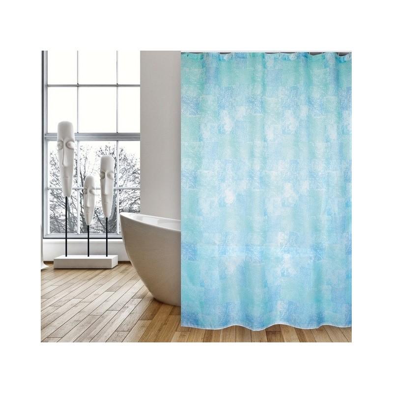 spirella Rideau de douche Polyester JAVA CADIX 180x200cm QUALITà PREMIUM Bleu - Anneaux inclus MSV