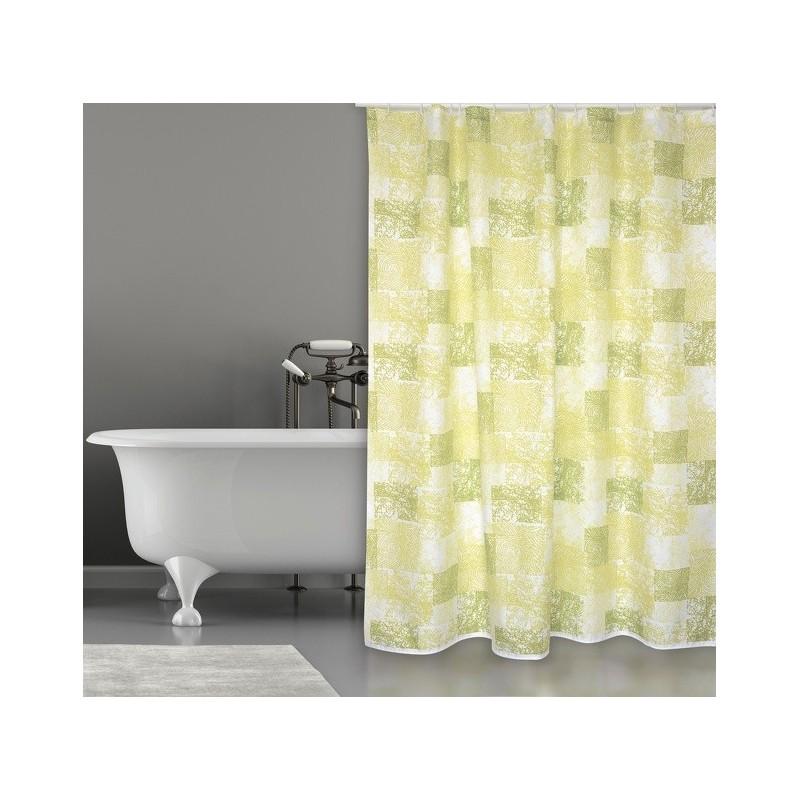 spirella Rideau de douche Polyester JAVA CADIX 180x200cm QUALITà PREMIUM Vert - Anneaux inclus MSV