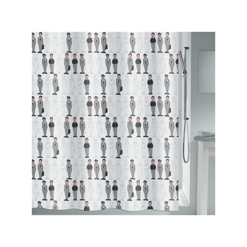 spirella Rideau de douche Polyester JEAN PIERRE 180x200cm QUALITE PREMIUM Gris & Blanc MSV