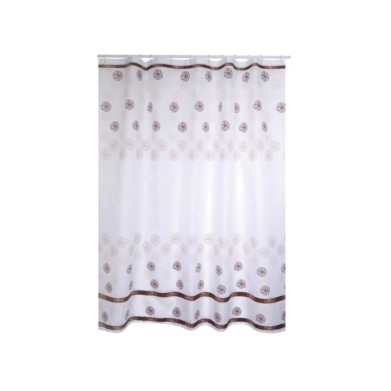 Spirella Rideau De Douche Polyester KAYA 180x200cm QUALITà PREMIUM Blanc & Marron - Anneaux Inclus MSV