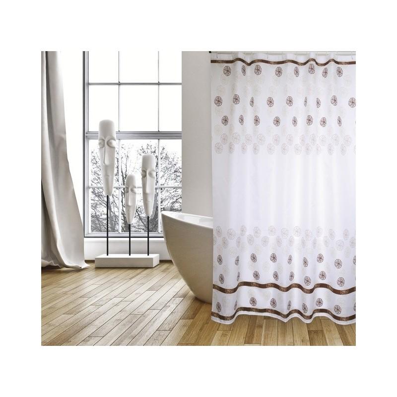 spirella Rideau de douche Polyester KAYA 180x200cm QUALITà PREMIUM Blanc & Marron - Anneaux inclus MSV
