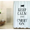 Spirella Rideau De Douche Polyester KEEP CALM 180x200cm QUALITE PREMIUM Noir & Blanc - Anneaux Inclus MSV