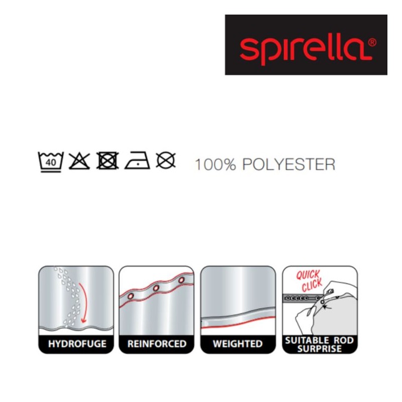 Spirella Rideau De Douche Polyester KOS 180x180cm Argent Spirella