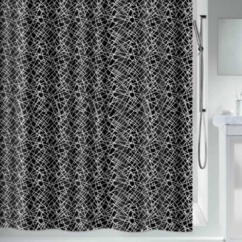 spirella Rideau de douche Polyester LINES 120x200cm Noir & Blanc Spirella