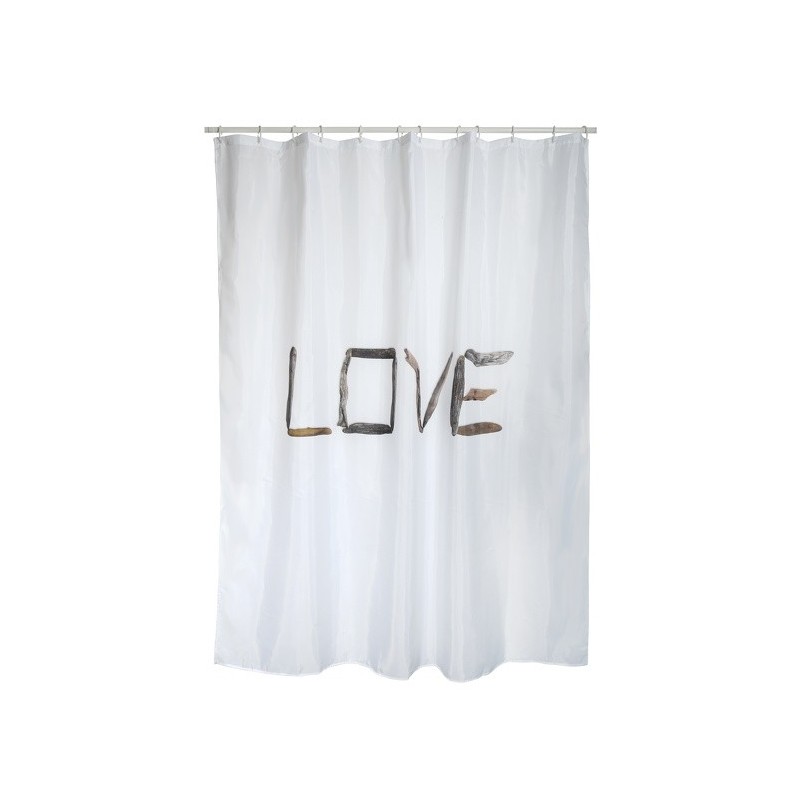 Spirella Rideau De Douche Polyester LOVE 180x200cm Beige - Anneaux Inclus MSV