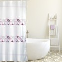 Spirella Rideau De Douche Polyester MALTA 180x200cm QUALITà PREMIUM Rose & Blanc - Anneaux Inclus MSV