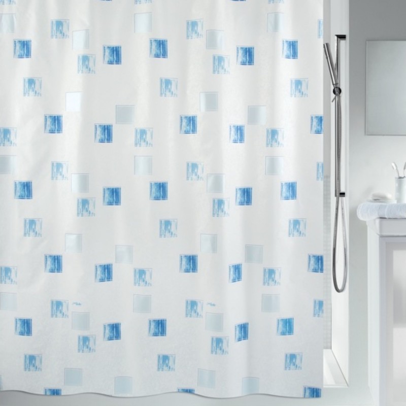 spirella Rideau de douche Polyester MILANO 240x180cm Bleu Ciel & Blanc effet perlé Spirella