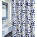 Spirella Rideau De Douche Polyester MOSAIKO 180x200cm QUALITà PREMIUM Bleu - Anneaux Inclus MSV