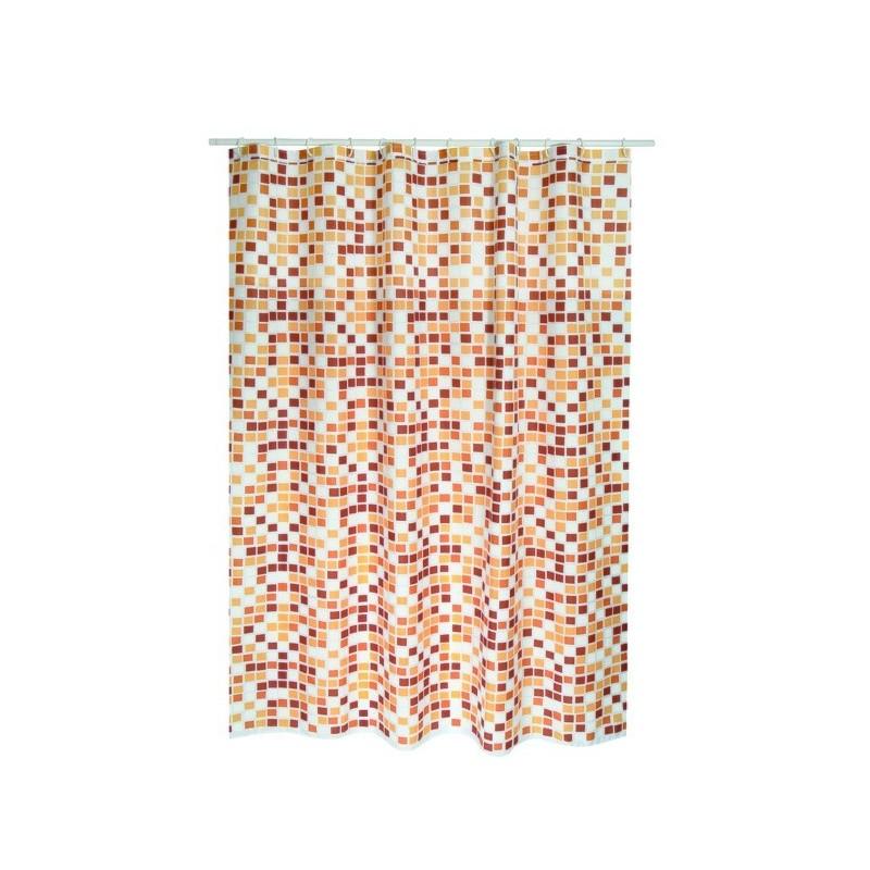 Spirella Rideau De Douche Polyester MOSAIKO 180x200cm QUALITà PREMIUM Beige - Anneaux Inclus MSV