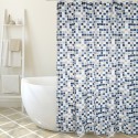 Spirella Rideau De Douche Polyester MOSAIKO 180x200cm QUALITà PREMIUM Bleu & Beige - Anneaux Inclus MSV