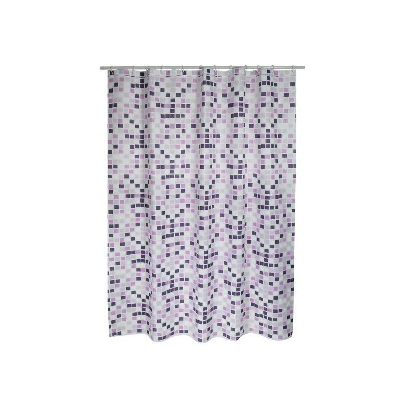 Spirella Rideau De Douche Polyester MOSAIKO 180x200cm QUALITà PREMIUM Violet - Anneaux Inclus MSV