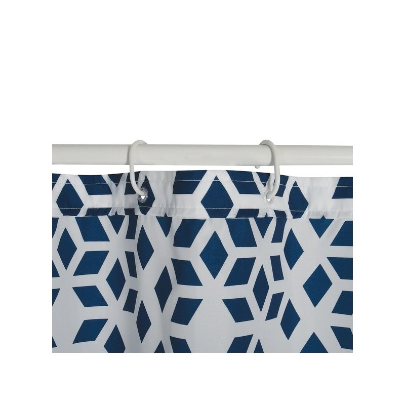 Spirella Rideau De Douche Polyester NADOR 180x200cm QUALITE PREMIUM Bleu & Blanc - Anneaux Inclus MSV