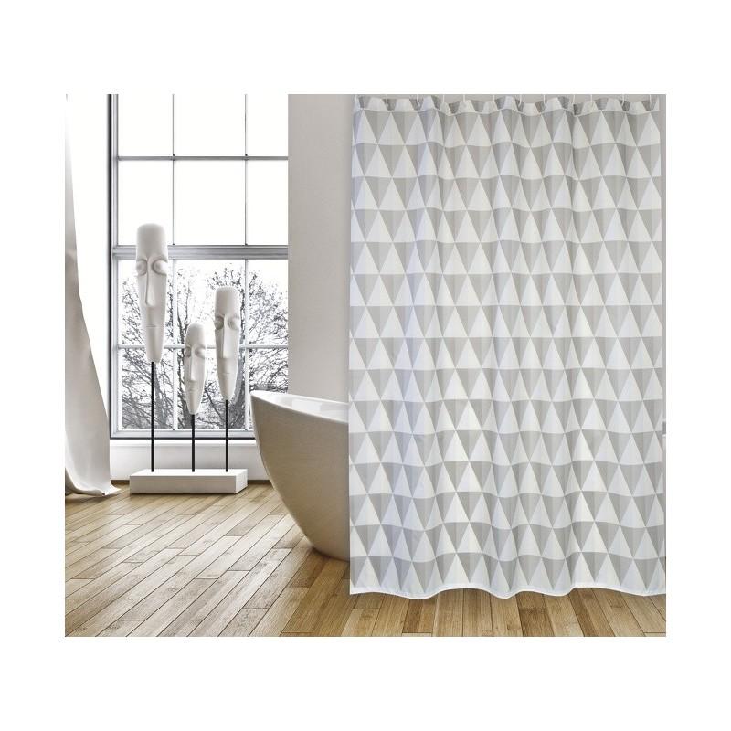 spirella Rideau de douche Polyester NAROK 180X200cm QUALITà PREMIUM Gris & Blanc - Anneaux inclus MSV