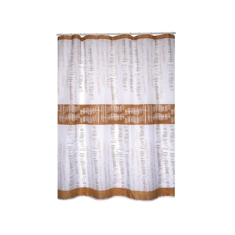 Spirella Rideau De Douche Polyester ONS 180x200cm QUALITà PREMIUM Blanc & Marron - Anneaux Inclus MSV