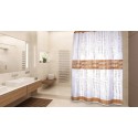 Spirella Rideau De Douche Polyester ONS 180x200cm QUALITà PREMIUM Blanc & Marron - Anneaux Inclus MSV