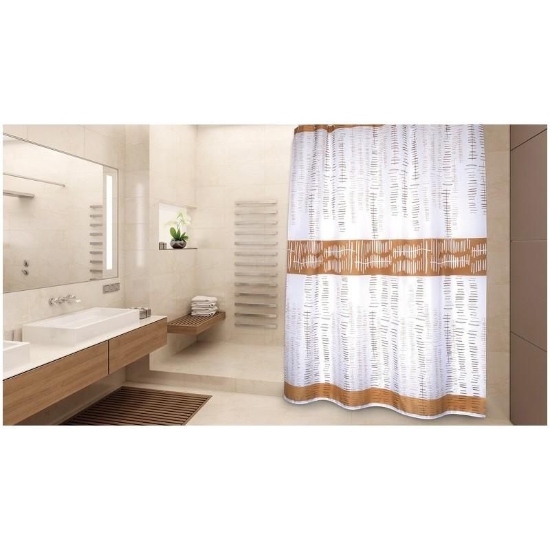 spirella Rideau de douche Polyester ONS 180x200cm QUALITà PREMIUM Blanc & Marron - Anneaux inclus MSV