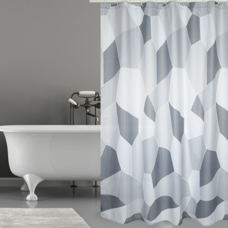 Spirella Rideau De Douche Polyester ORIGAMI 180x200cm QUALITà PREMIUM Gris - Anneaux Inclus MSV