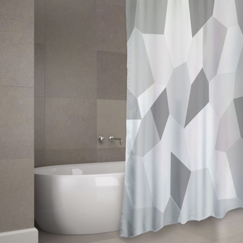 spirella Rideau de douche Polyester ORIGAMI 180x200cm QUALITà PREMIUM Gris - Anneaux inclus MSV