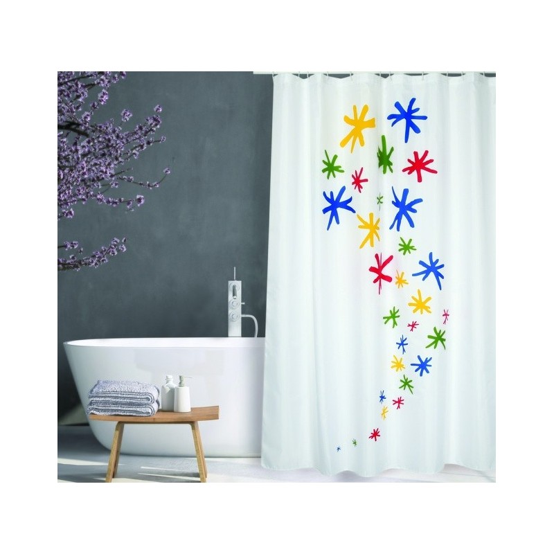 spirella Rideau de douche Polyester ORION 180x200cm QUALITà PREMIUM Multicolor - Anneaux inclus MSV