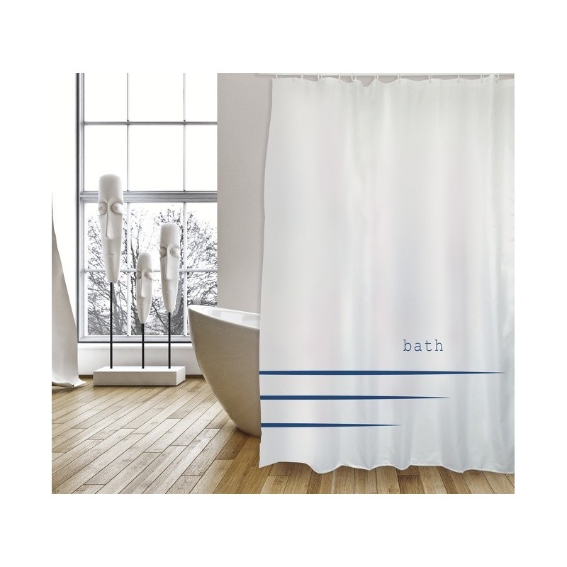 spirella Rideau de douche Polyester PACCO 180x200cm QUALITE PREMIUM Blanc - Anneaux inclus MSV