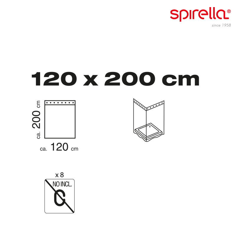 Spirella Rideau De Douche Polyester PAPILLONS 120x200cm Motif Papillons Spirella