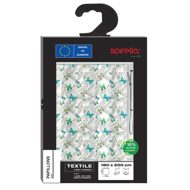 Spirella Rideau De Douche Polyester PAPILLONS 180x200cm Motif Papillons Spirella