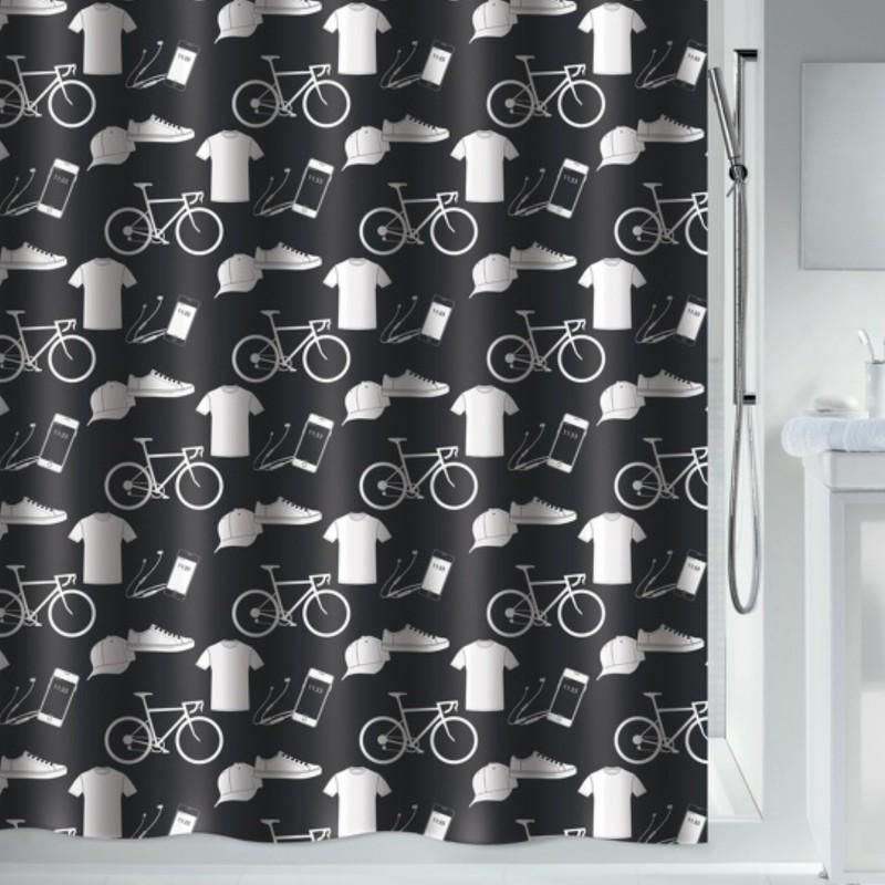spirella Rideau de douche Polyester PATCHWORK 120x200cm Noir & Blanc Spirella