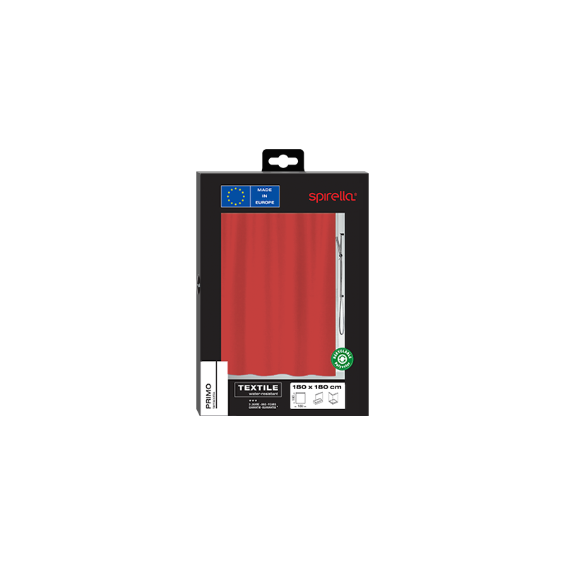 Spirella Rideau De Douche Polyester PRIMO 180x180cm Rouge Spirella