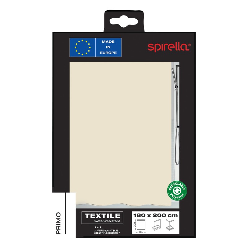 Spirella Rideau De Douche Polyester PRIMO 180x200cm Beige Spirella